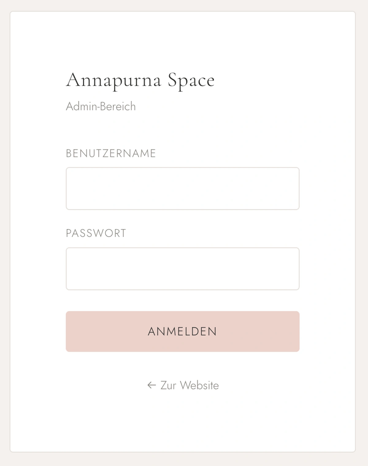 Login-Bereich Annapurna Space Admin