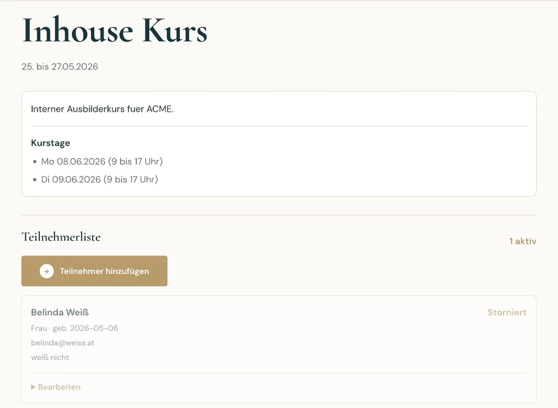 Lehrlingsausbilder – Inhouse-Kurs und Teilnehmerliste im Verwaltungsbereich