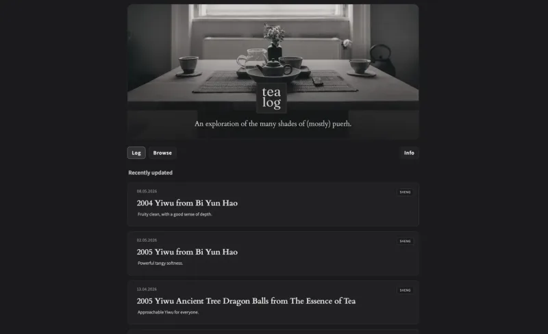 Tea Log Website Vorschau